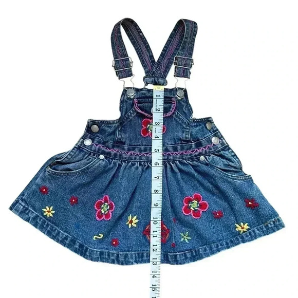 Vintage Jet Set - Embroidered Baby Girl Denim Overalls - Picture 5 of 9